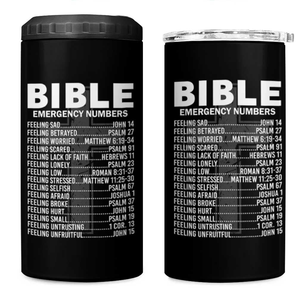 Christian 4 in 1 Can Cooler Tumbler Bible Emergency Number