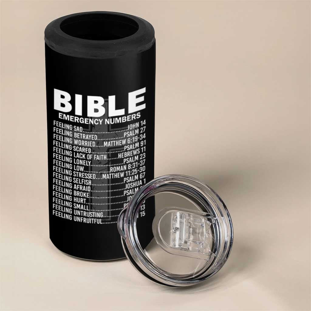 Christian 4 in 1 Can Cooler Tumbler Bible Emergency Number