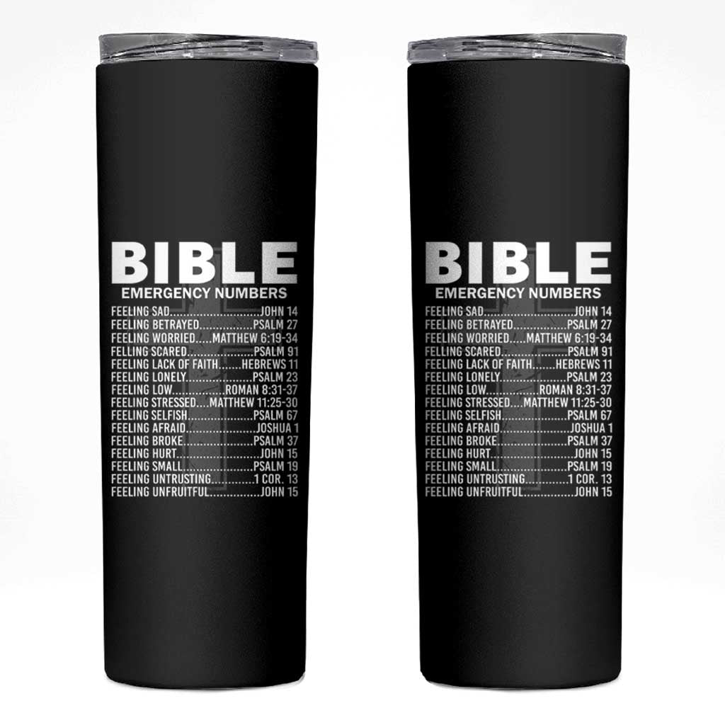 Christian Skinny Tumbler Bible Emergency Number