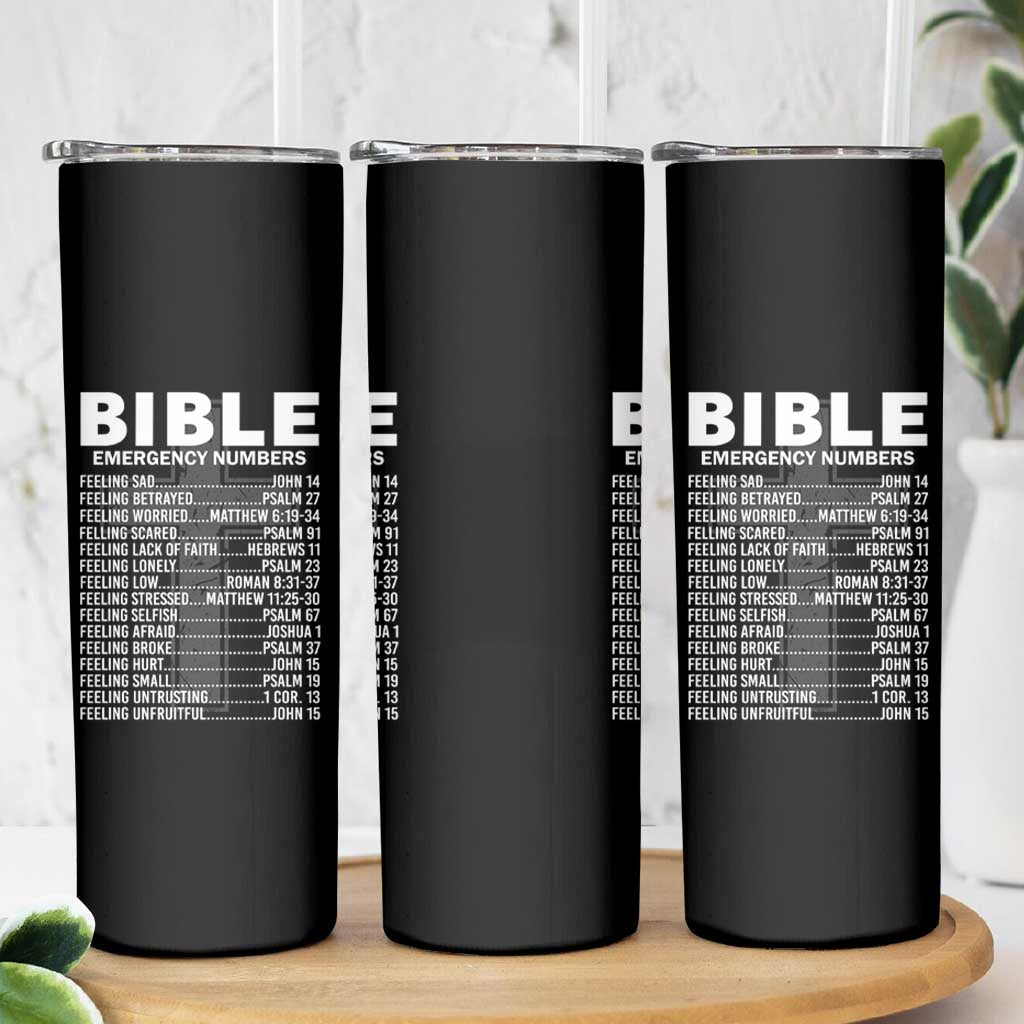 Christian Skinny Tumbler Bible Emergency Number