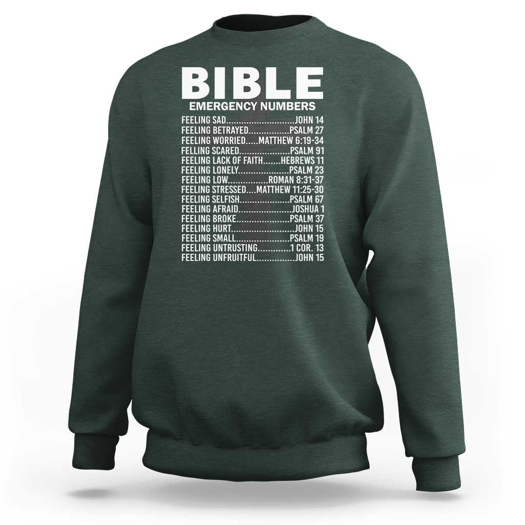 Christian Sweatshirt Bible Emergency Number - Wonder Print Shop