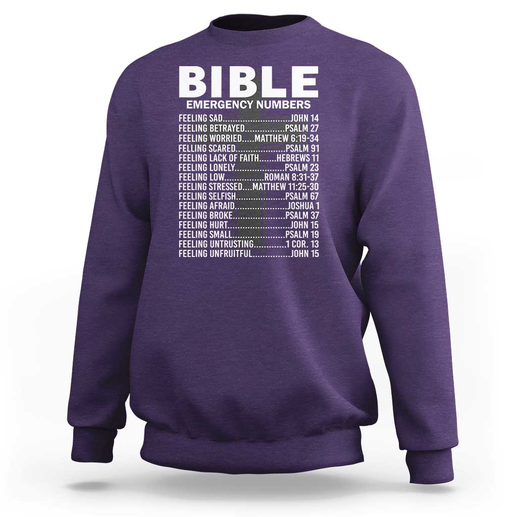 Christian Sweatshirt Bible Emergency Number - Wonder Print Shop