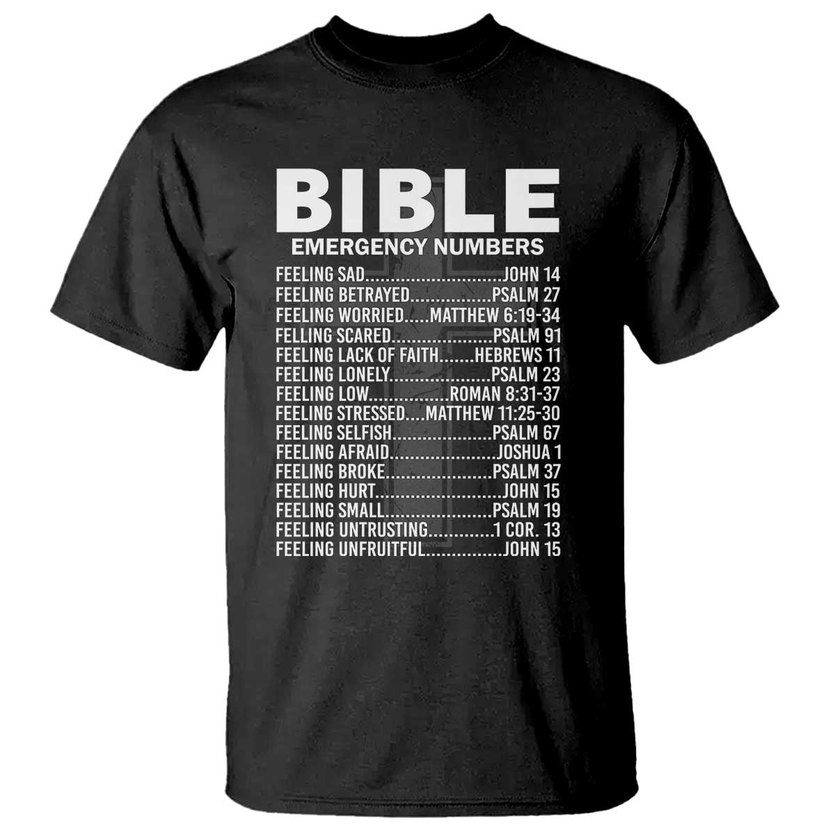 Christian T Shirt Bible Emergency Number - Wonder Print Shop
