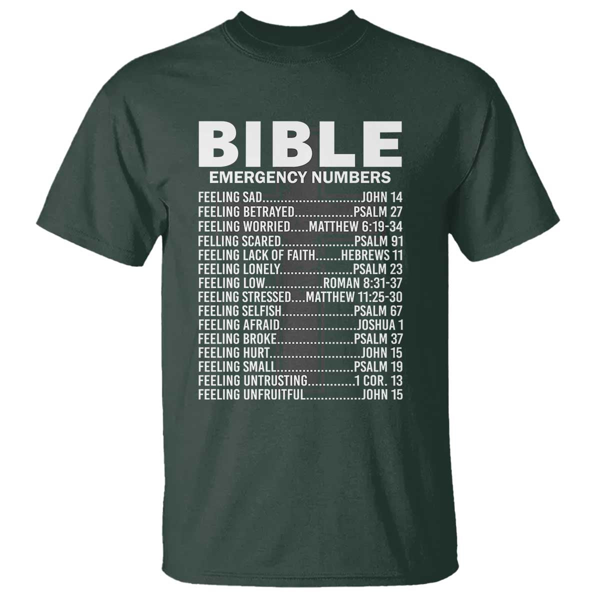 Christian T Shirt Bible Emergency Number - Wonder Print Shop