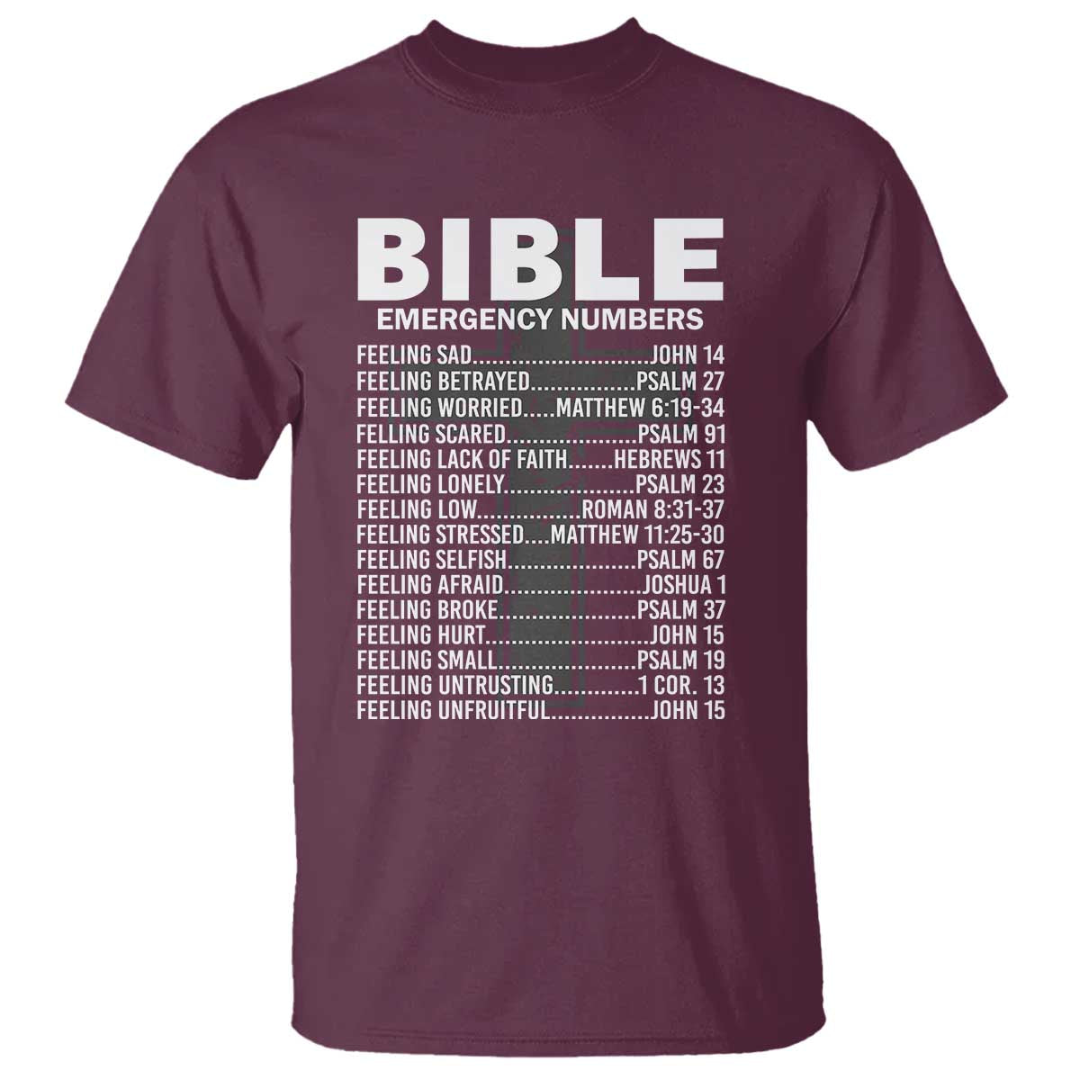 Christian T Shirt Bible Emergency Number - Wonder Print Shop
