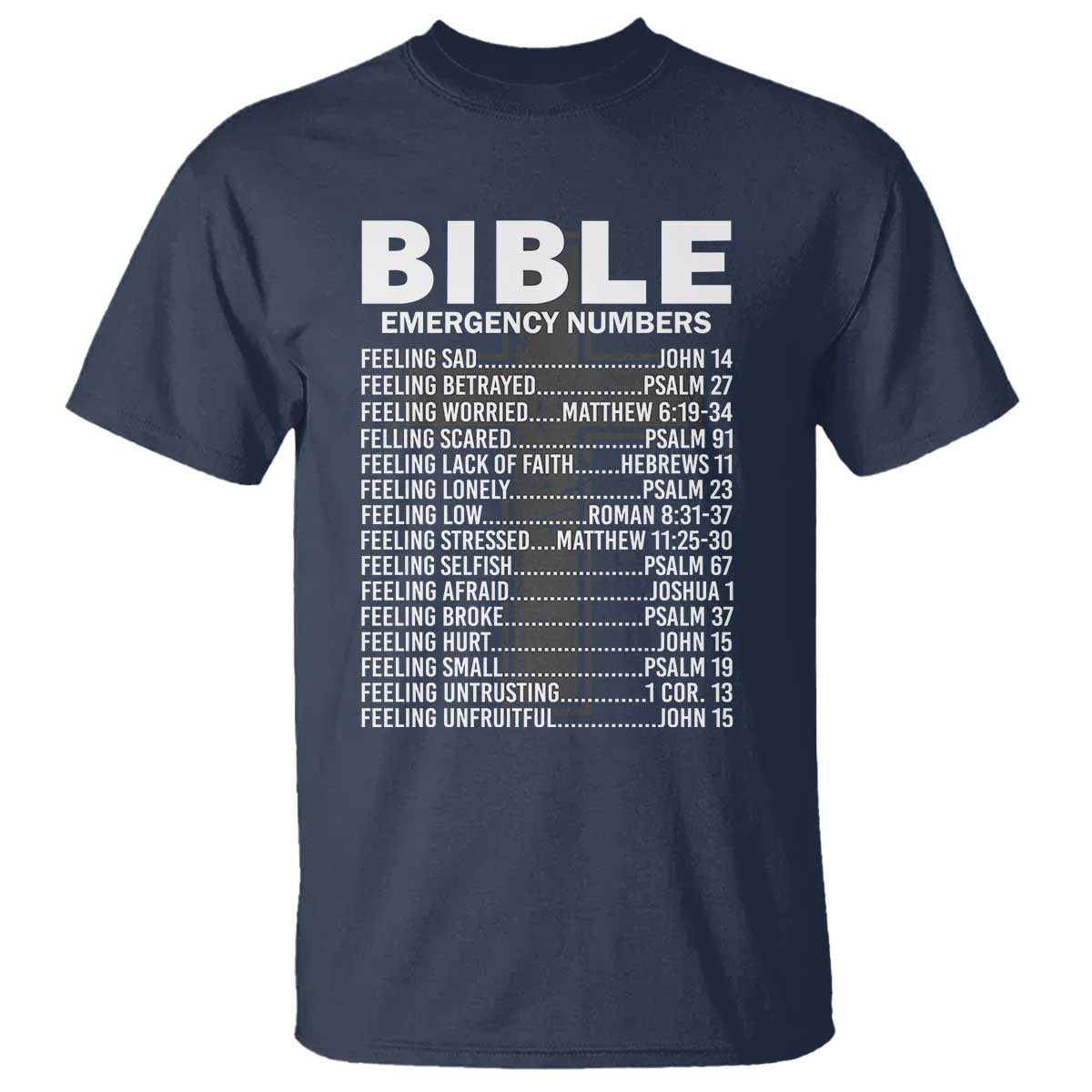 Christian T Shirt Bible Emergency Number - Wonder Print Shop