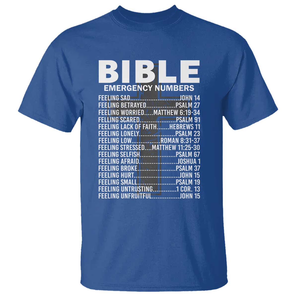 Christian T Shirt Bible Emergency Number - Wonder Print Shop