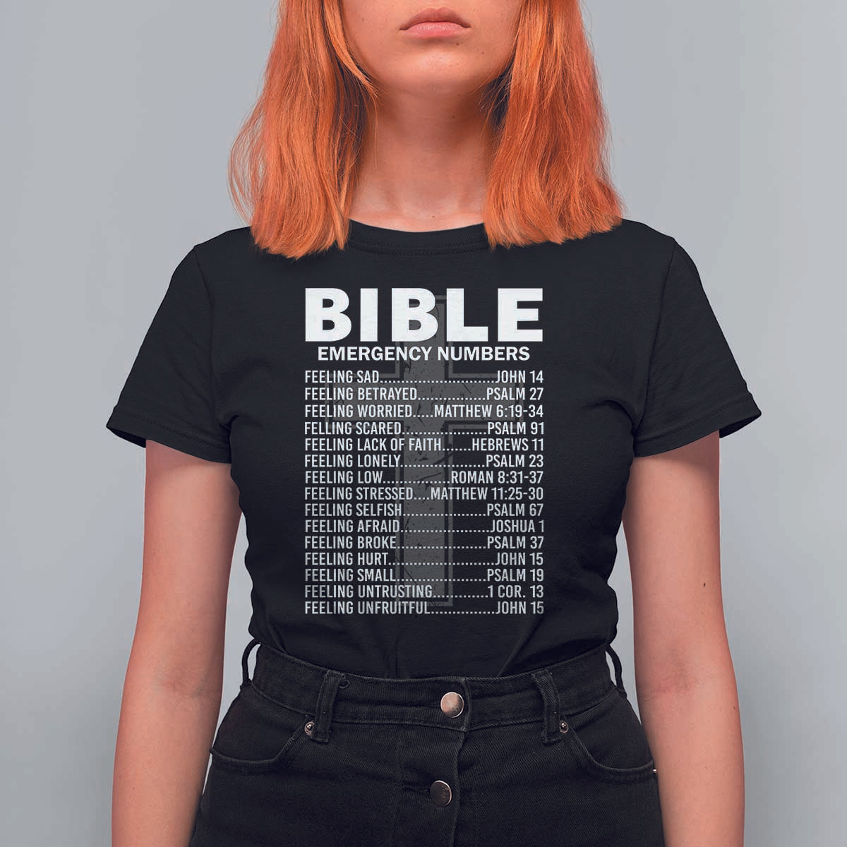 Christian T Shirt For Women Bible Emergency Number - Wonder Print Shop