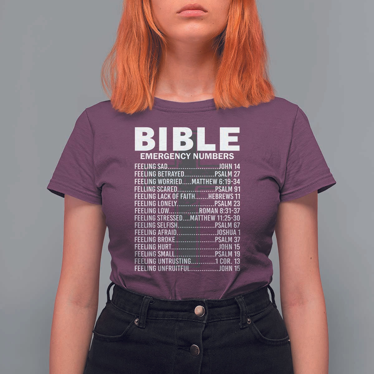 Christian T Shirt For Women Bible Emergency Number - Wonder Print Shop