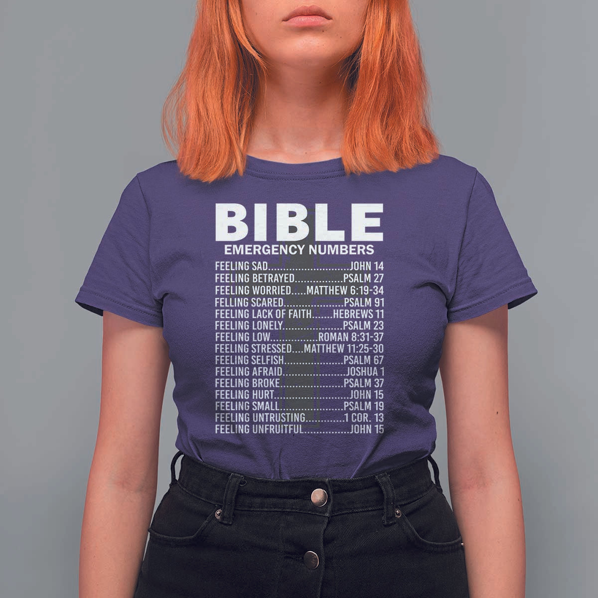 Christian T Shirt For Women Bible Emergency Number - Wonder Print Shop