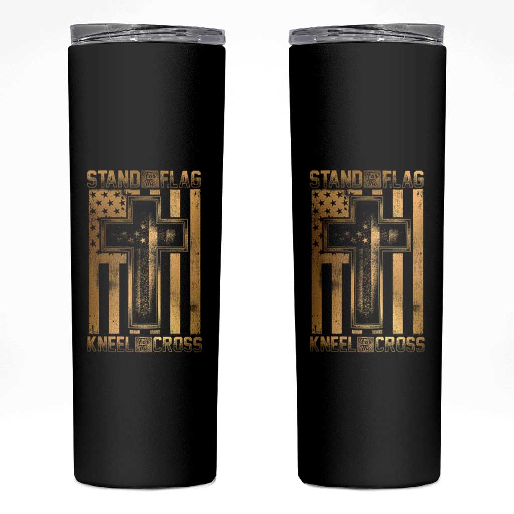 Christian Patriotic Skinny Tumbler Stand For The Flag Kneel For The Cross American Christ Cross