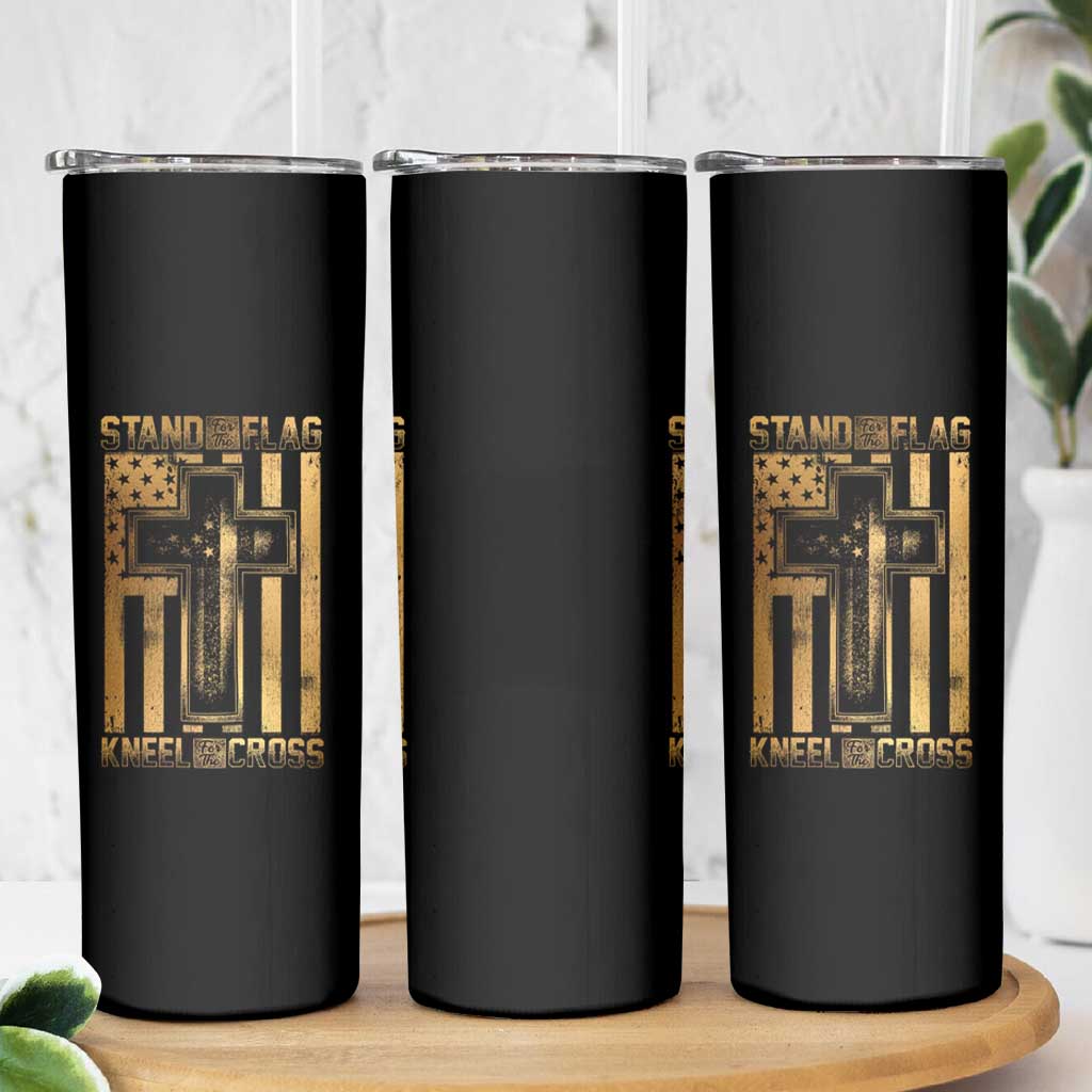Christian Patriotic Skinny Tumbler Stand For The Flag Kneel For The Cross American Christ Cross