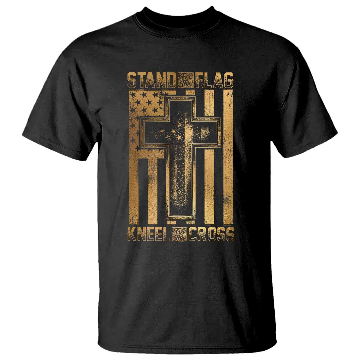 Christian Patriotic T Shirt Stand For The Flag Kneel For The Cross American Christ Cross - Wonder Print Shop