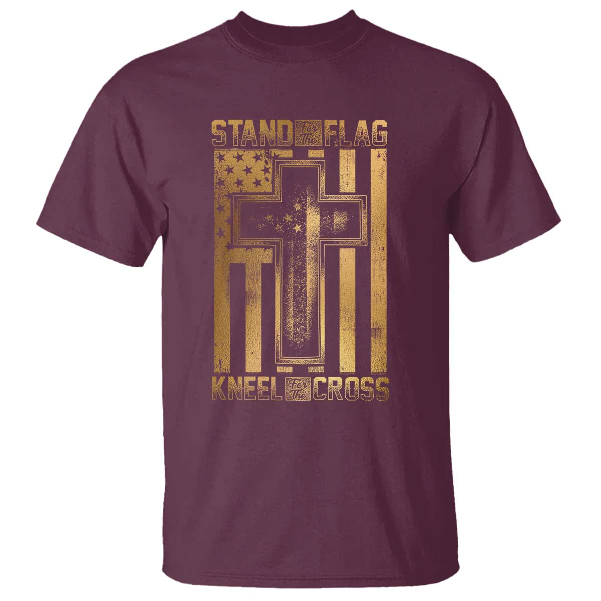 Christian Patriotic T Shirt Stand For The Flag Kneel For The Cross American Christ Cross - Wonder Print Shop