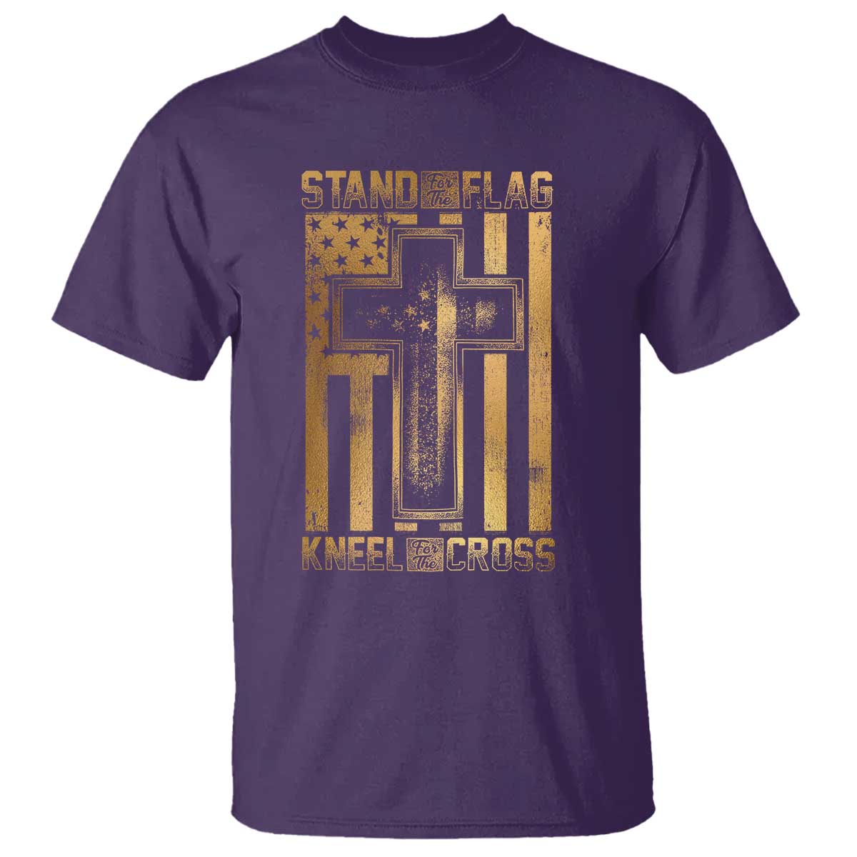 Christian Patriotic T Shirt Stand For The Flag Kneel For The Cross American Christ Cross - Wonder Print Shop