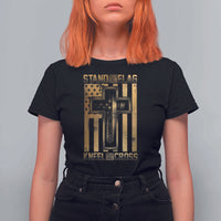 Christian Patriotic T Shirt For Women Stand For The Flag Kneel For The Cross American Christ Cross - Wonder Print Shop