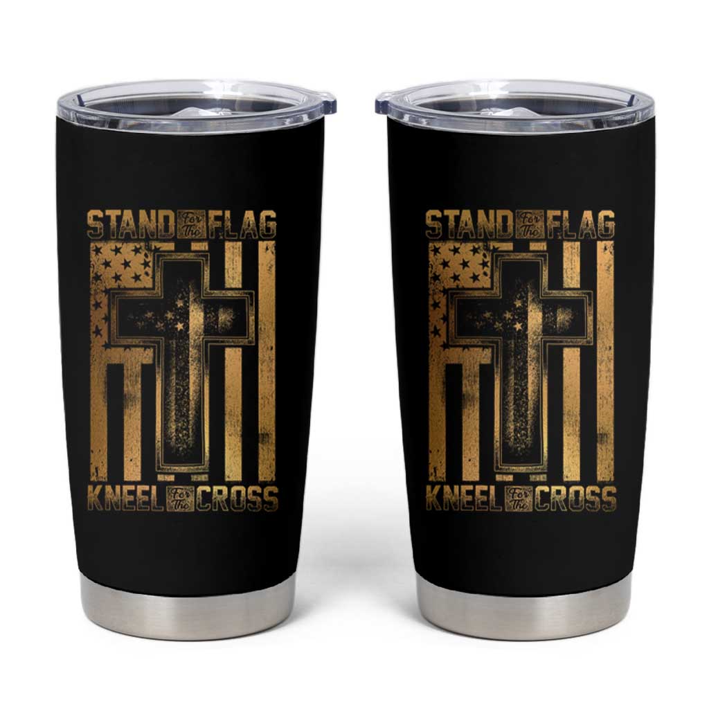 Christian Patriotic Tumbler Cup Stand For The Flag Kneel For The Cross American Christ Cross
