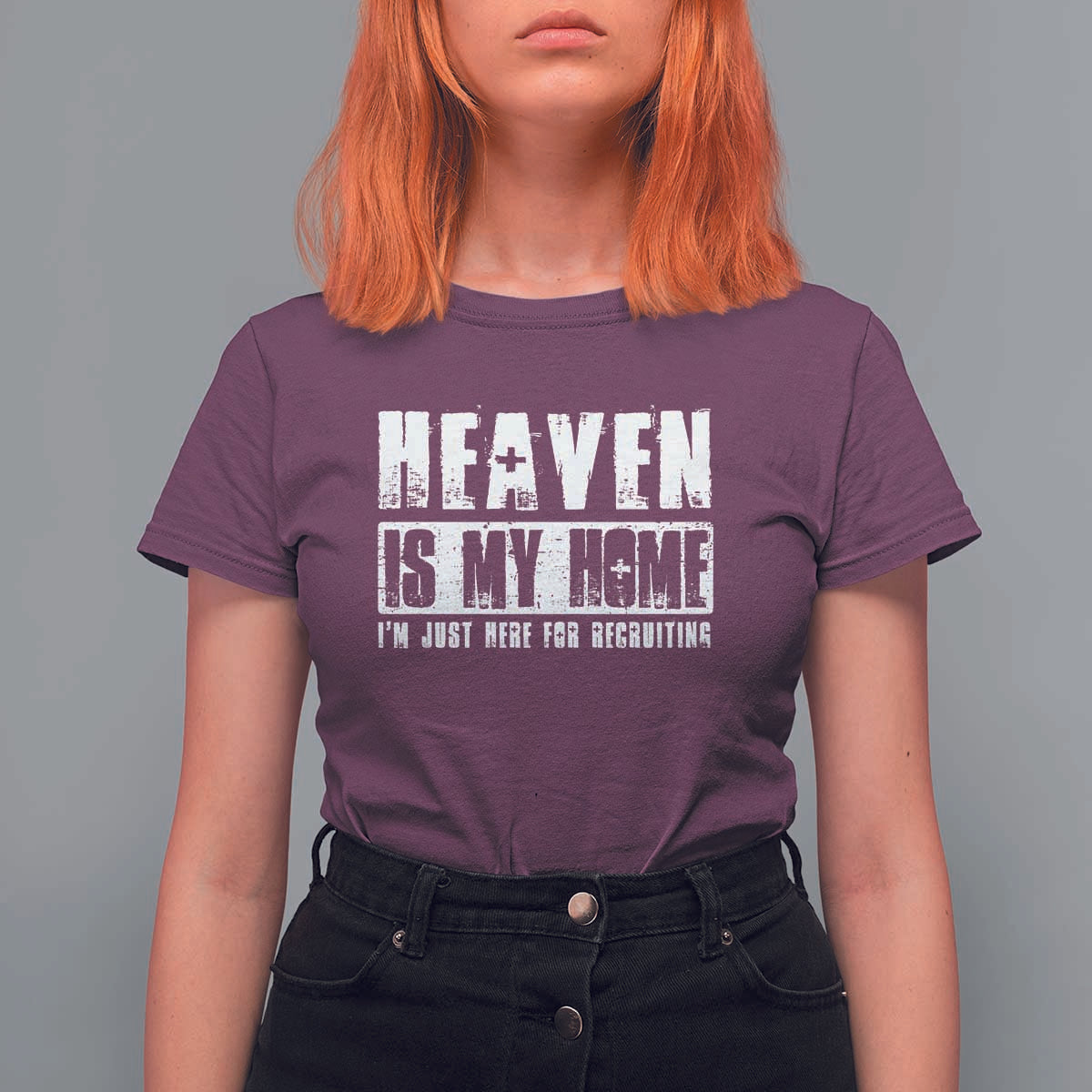 Funny Christian T Shirt For Women Heaven Is My Home Religious Jesus - Wonder Print Shop