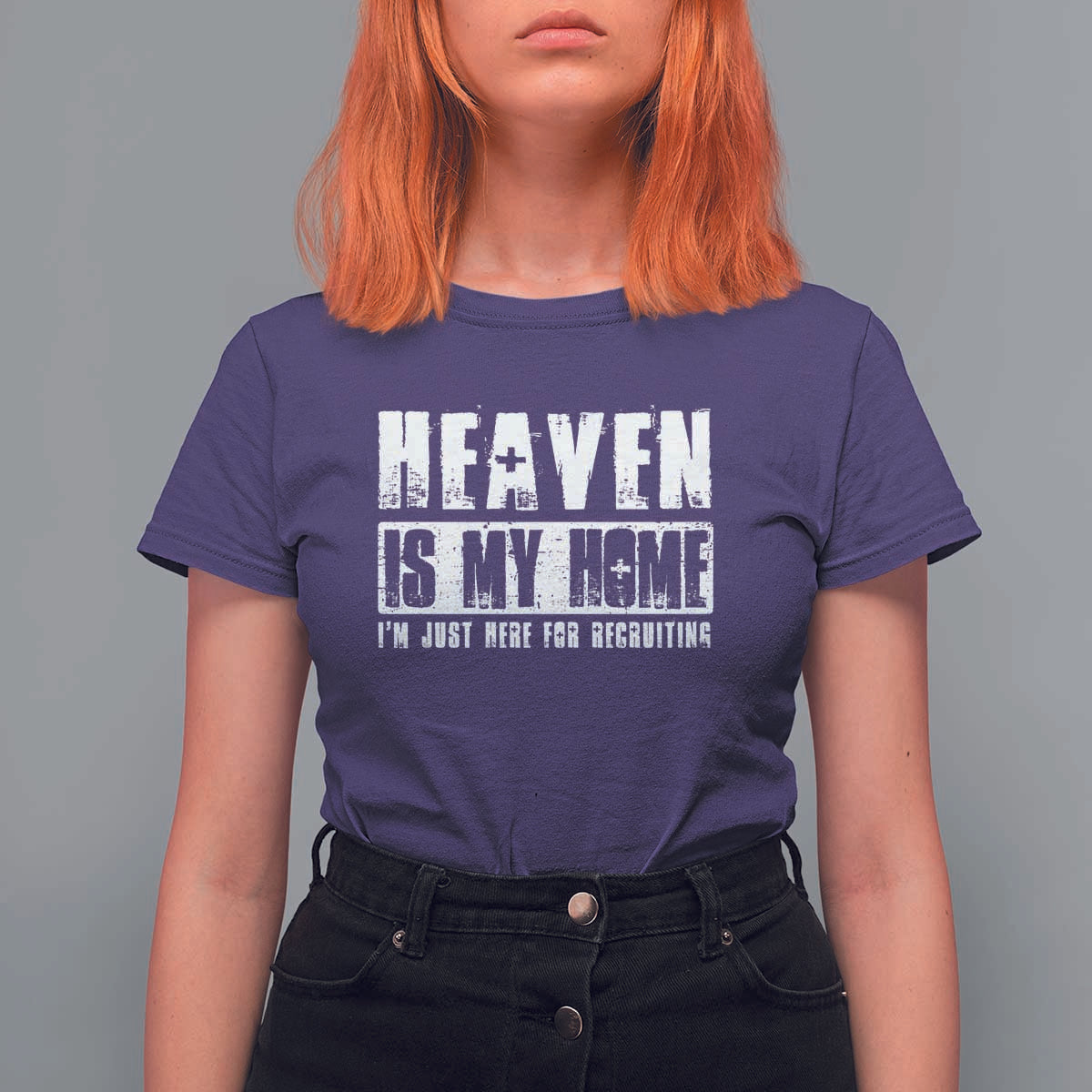 Funny Christian T Shirt For Women Heaven Is My Home Religious Jesus - Wonder Print Shop