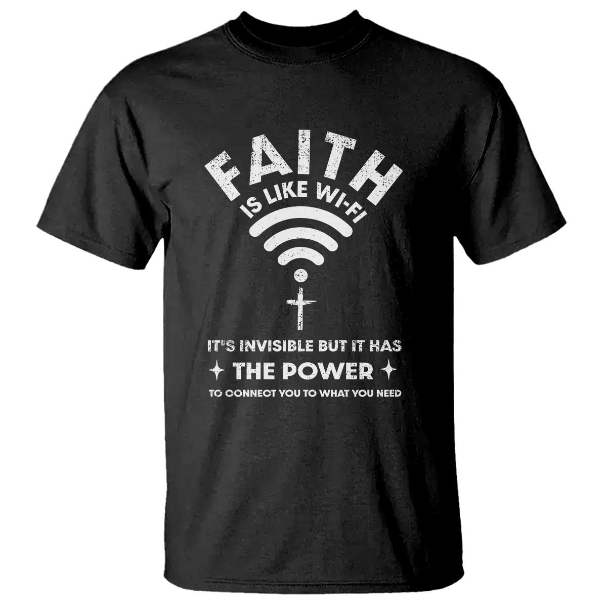 Funny Christian T Shirt Faith Is Like Wifi - Wonder Print Shop
