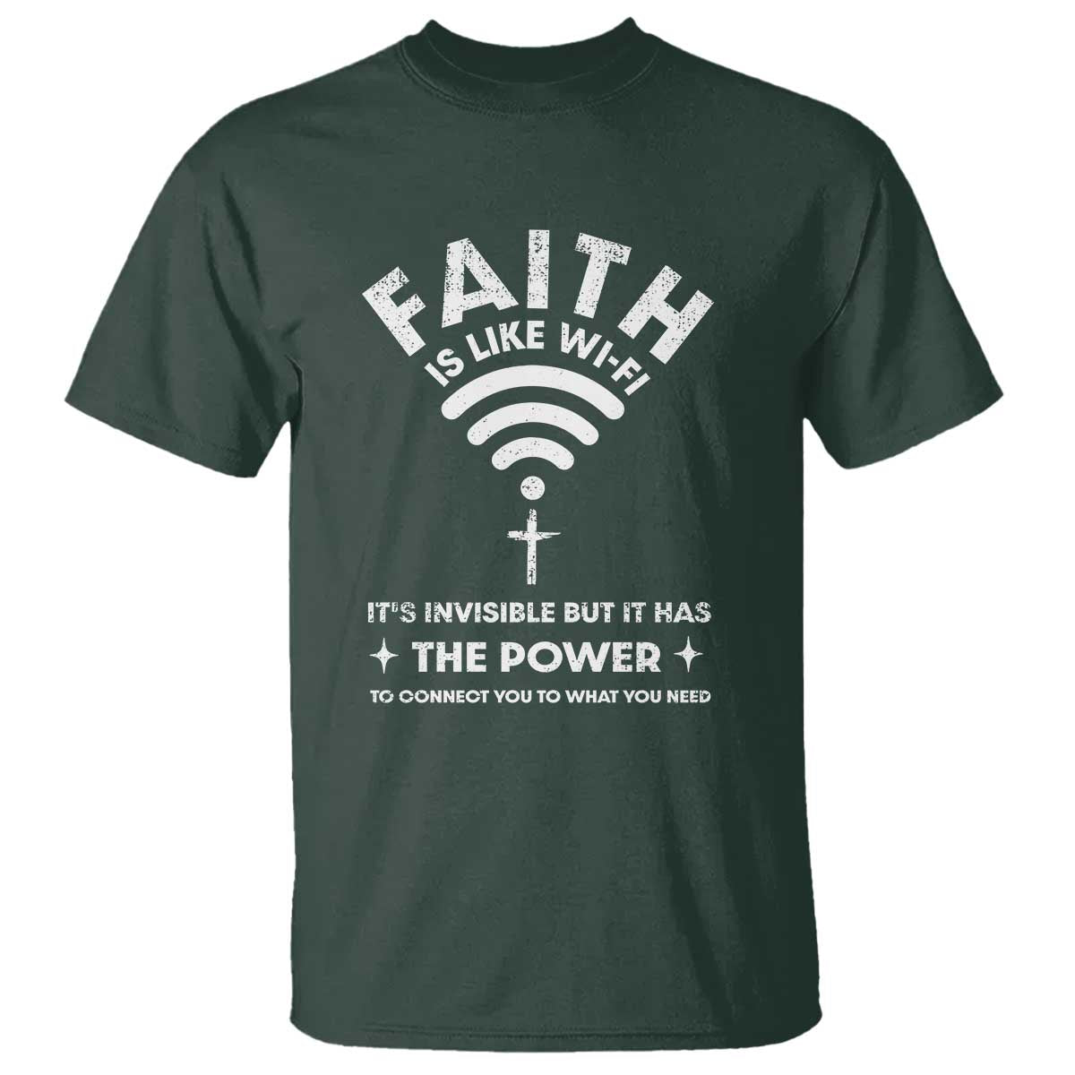 Funny Christian T Shirt Faith Is Like Wifi - Wonder Print Shop