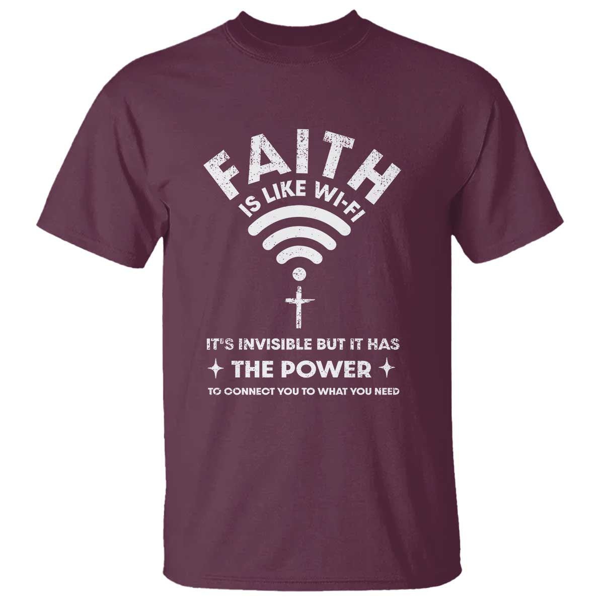 Funny Christian T Shirt Faith Is Like Wifi - Wonder Print Shop