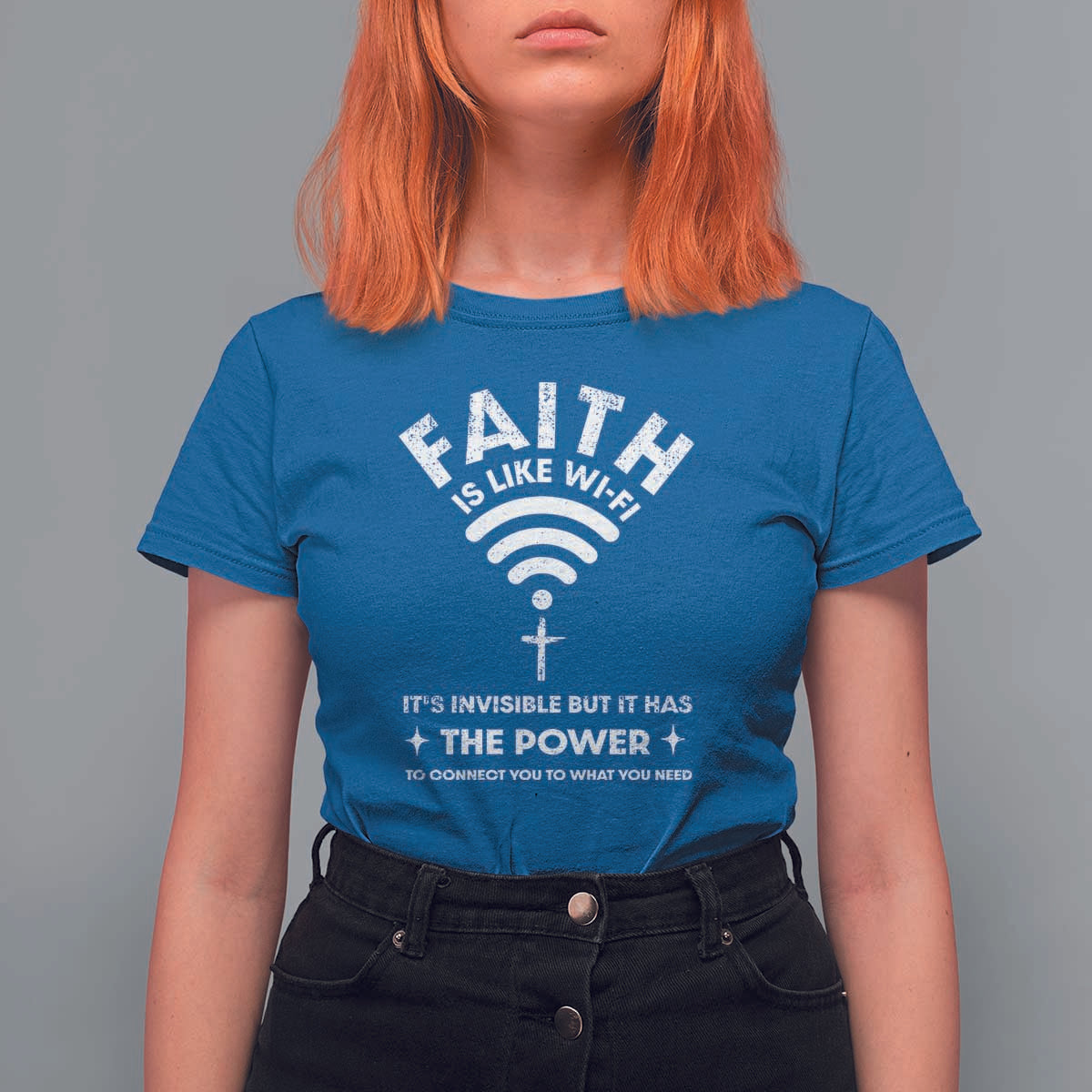 Funny Christian T Shirt For Women Faith Is Like Wifi - Wonder Print Shop