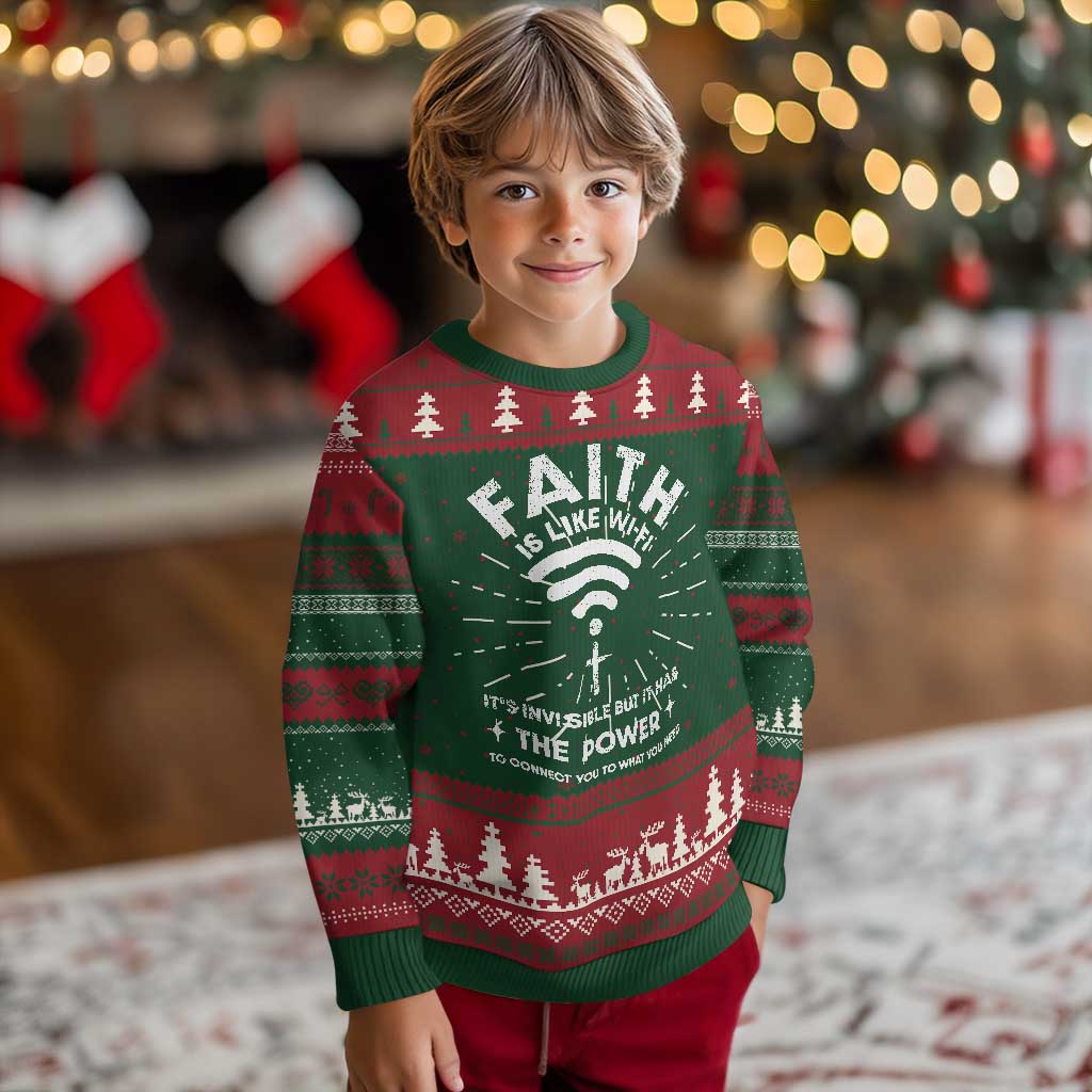 Funny Christian Ugly Christmas Sweater Faith Is Like Wifi - Wonder Print Shop
