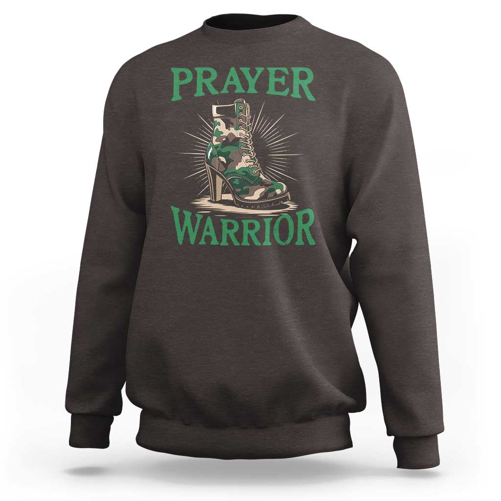 Prayer Warrior Sweatshirt Camo Heels Christian Pray - Wonder Print Shop
