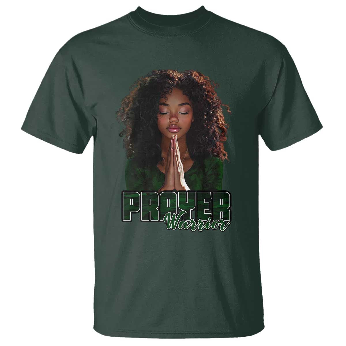 Prayer Warrior T Shirt Camo Black Woman Christian Pray - Wonder Print Shop