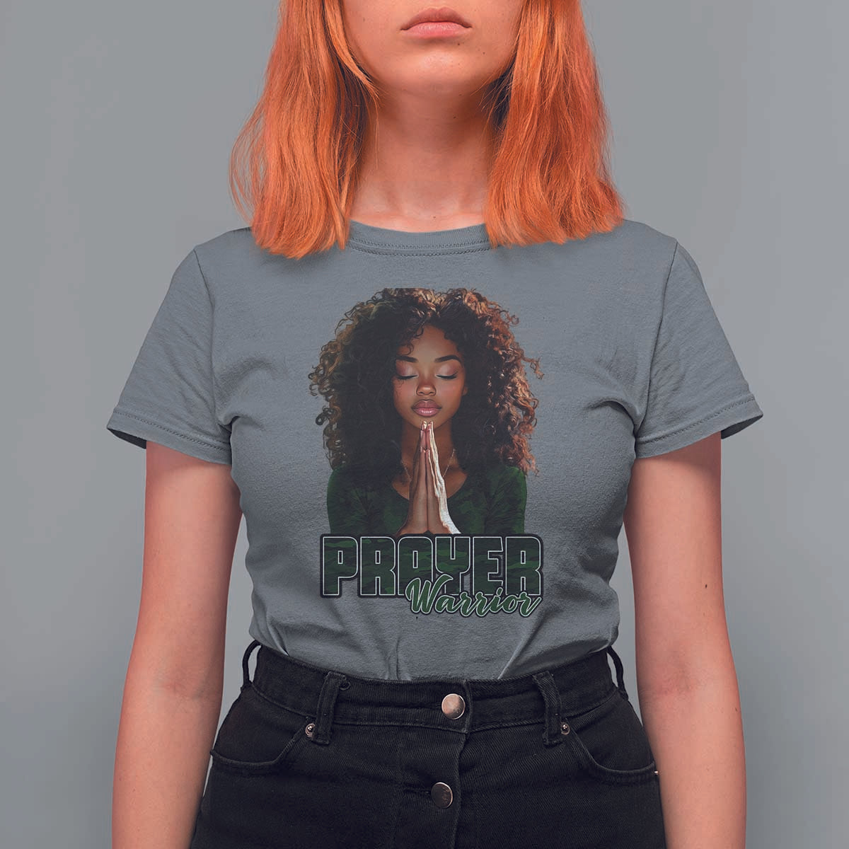 Prayer Warrior T Shirt For Women Camo Black Woman Christian Pray - Wonder Print Shop