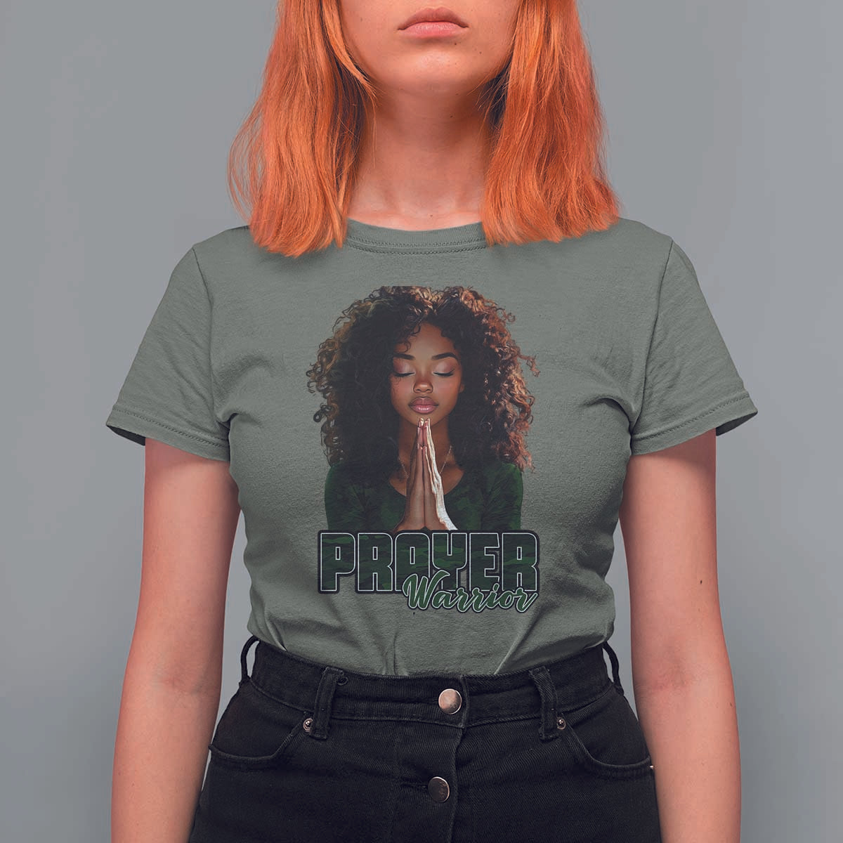 Prayer Warrior T Shirt For Women Camo Black Woman Christian Pray - Wonder Print Shop