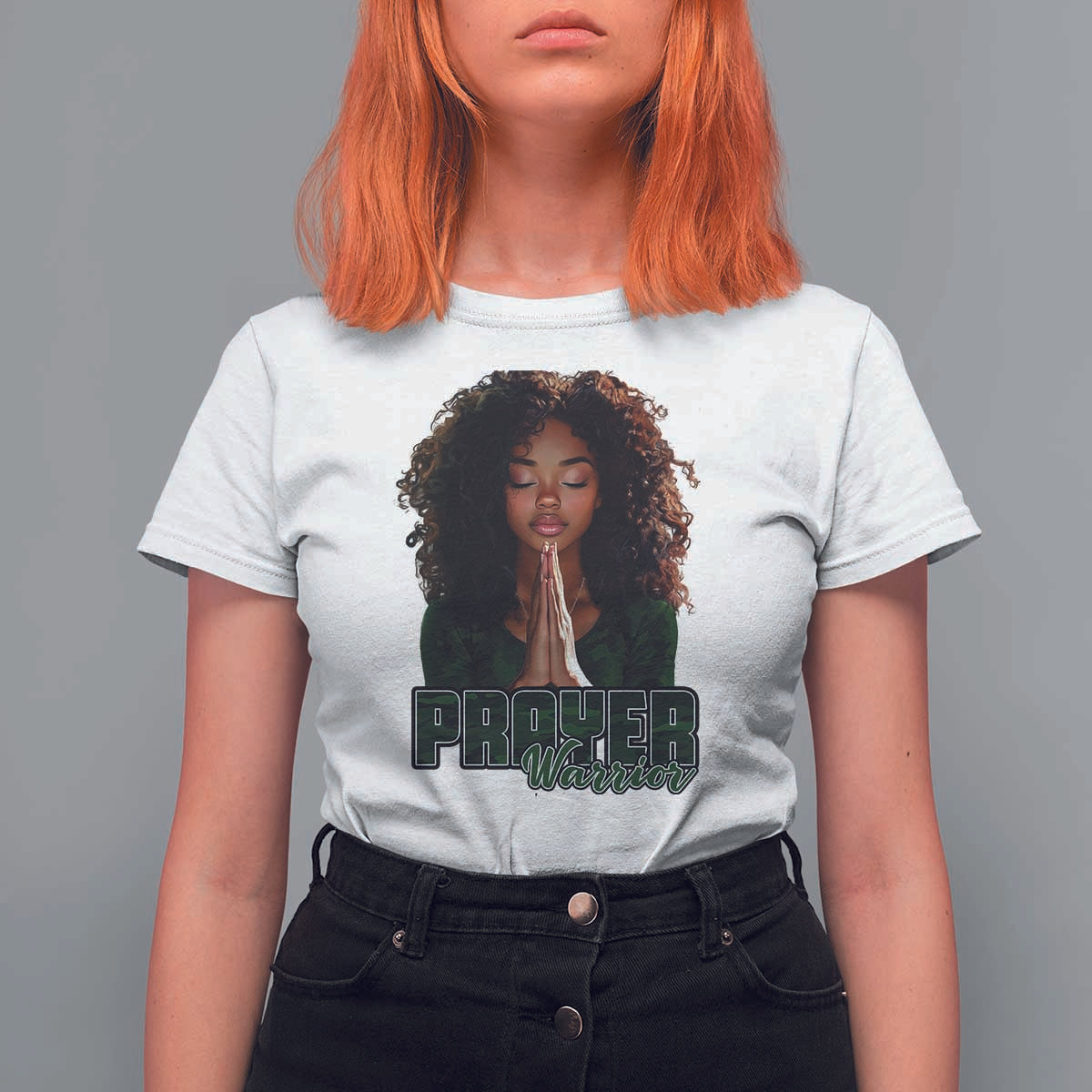 Prayer Warrior T Shirt For Women Camo Black Woman Christian Pray - Wonder Print Shop