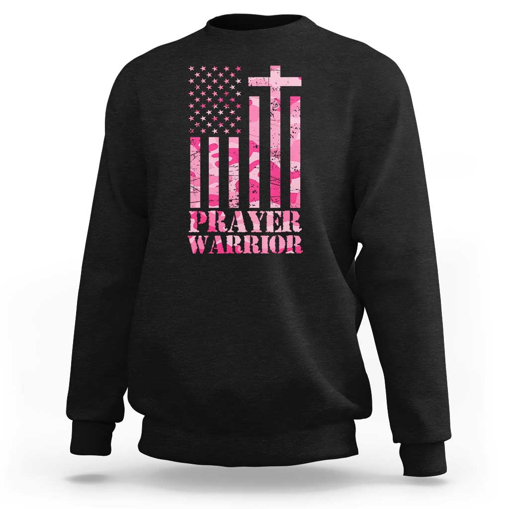 Prayer Warrior Sweatshirt Camo American Flag Christian Pray - Wonder Print Shop