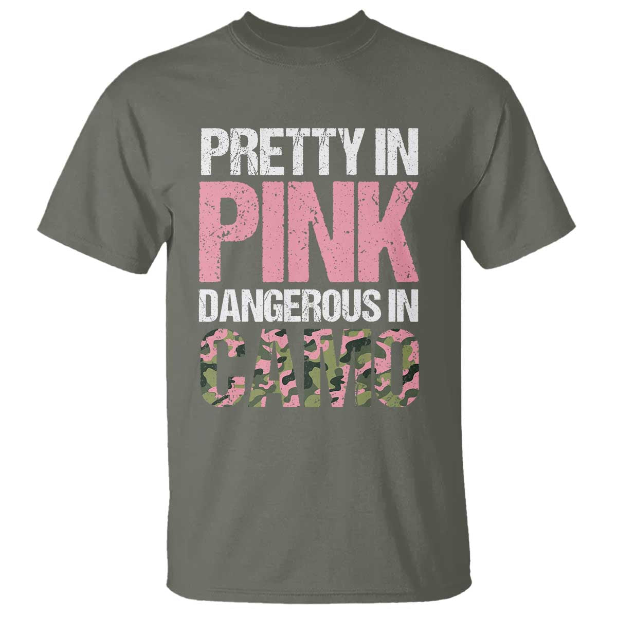 Camo Girl T Shirt Pretty Pink Dangerous Camo Hunting Hunter - Wonder Print Shop