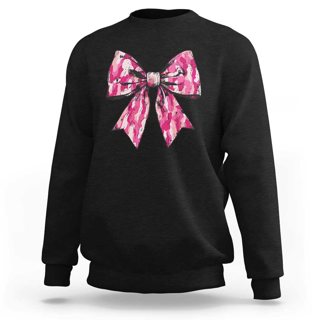 Camo Girl Sweatshirt Camouflage Bow Coquette Hunting Hunter - Wonder Print Shop