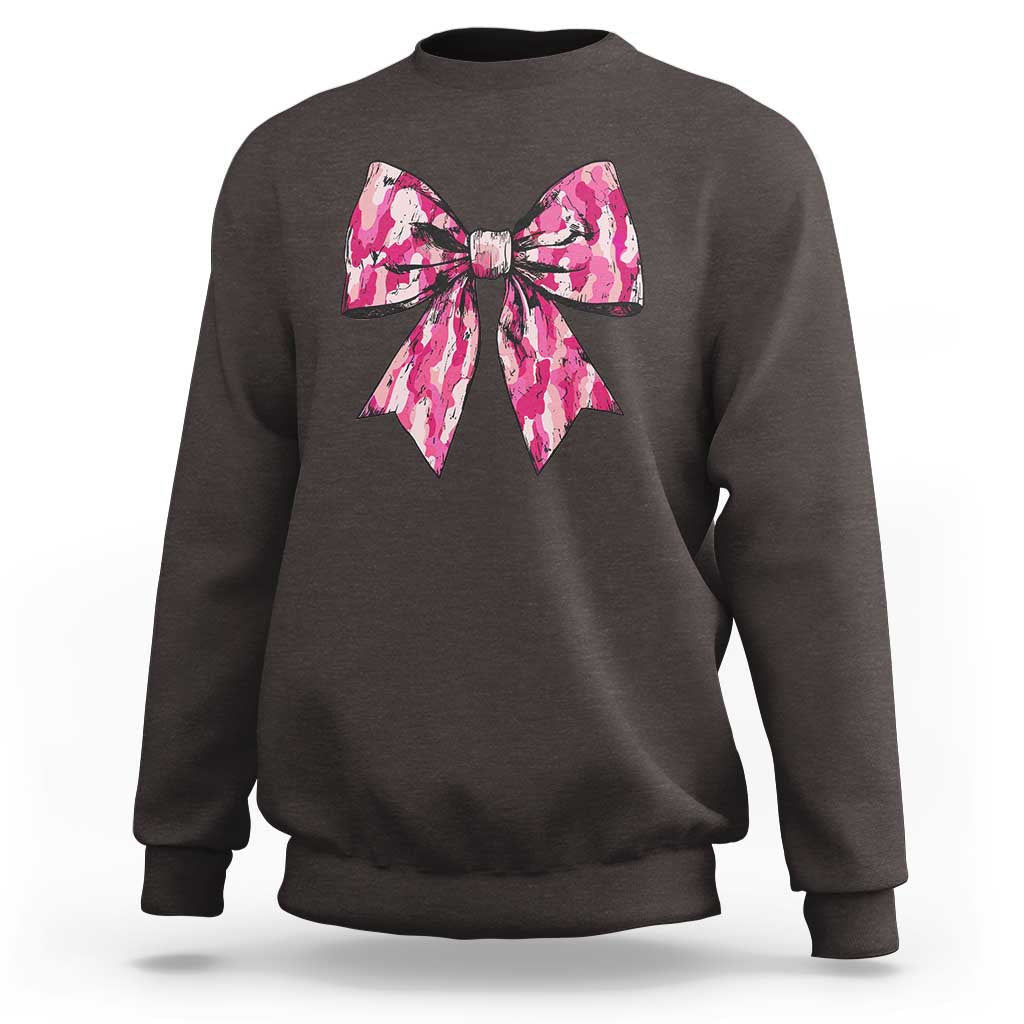 Camo Girl Sweatshirt Camouflage Bow Coquette Hunting Hunter - Wonder Print Shop