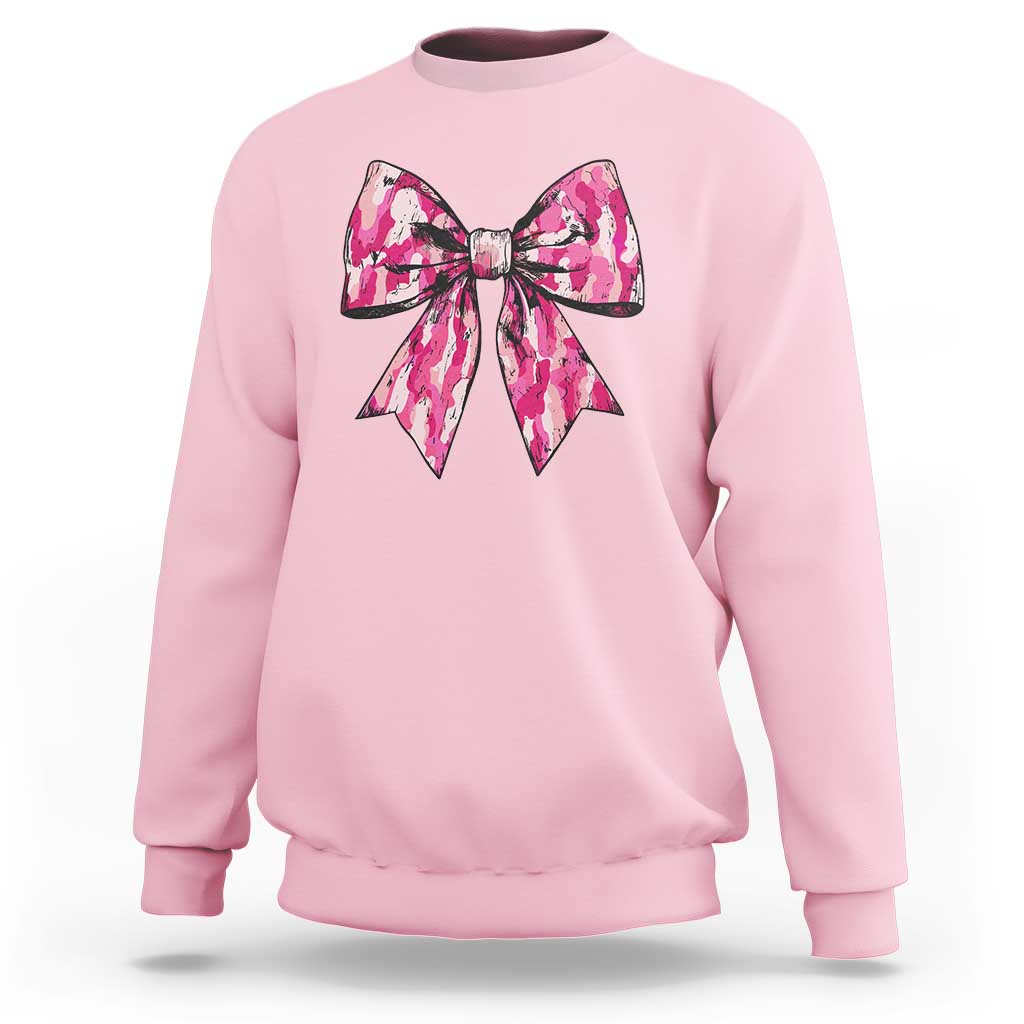 Camo Girl Sweatshirt Camouflage Bow Coquette Hunting Hunter - Wonder Print Shop