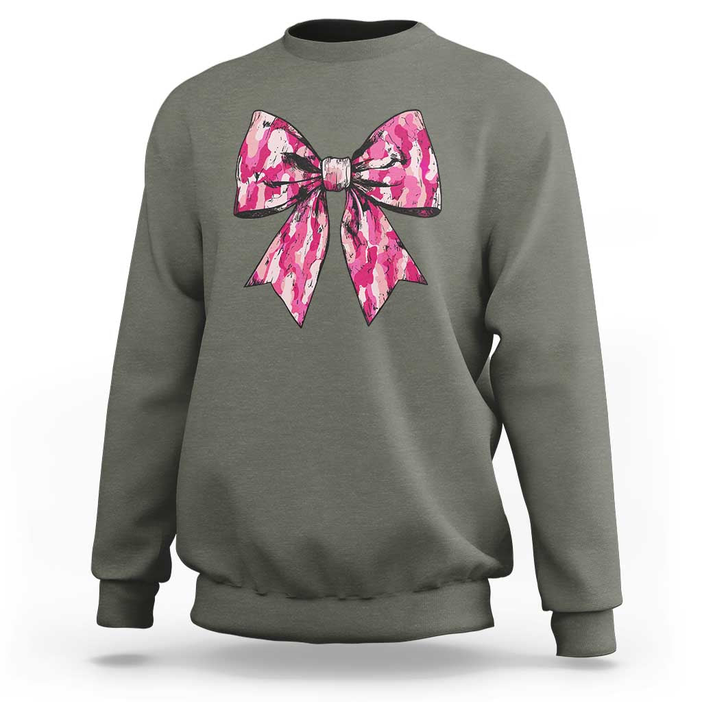 Camo Girl Sweatshirt Camouflage Bow Coquette Hunting Hunter - Wonder Print Shop