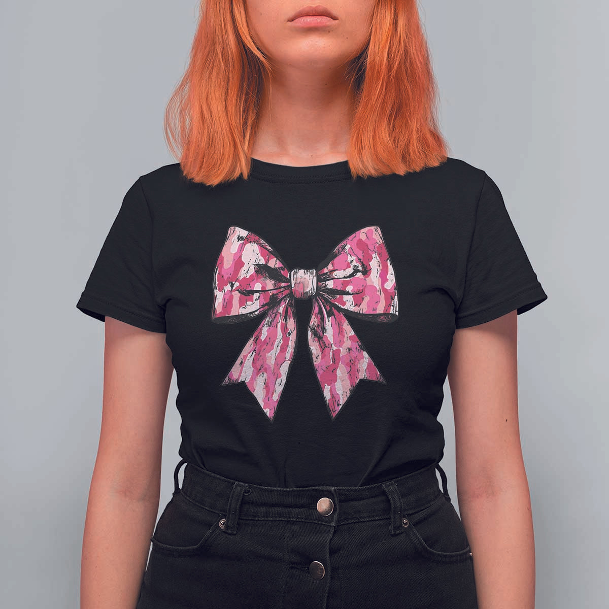 Camo Girl T Shirt For Women Camouflage Bow Coquette Hunting Hunter - Wonder Print Shop