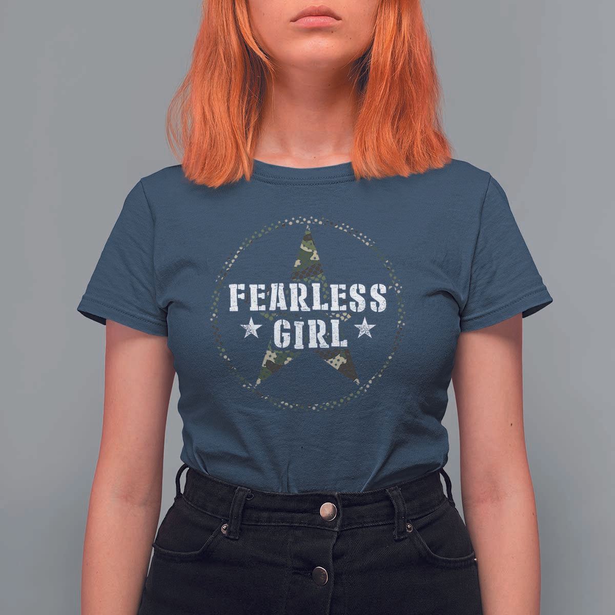 Fearless Girl Camouflage T Shirt For Women - Wonder Print Shop