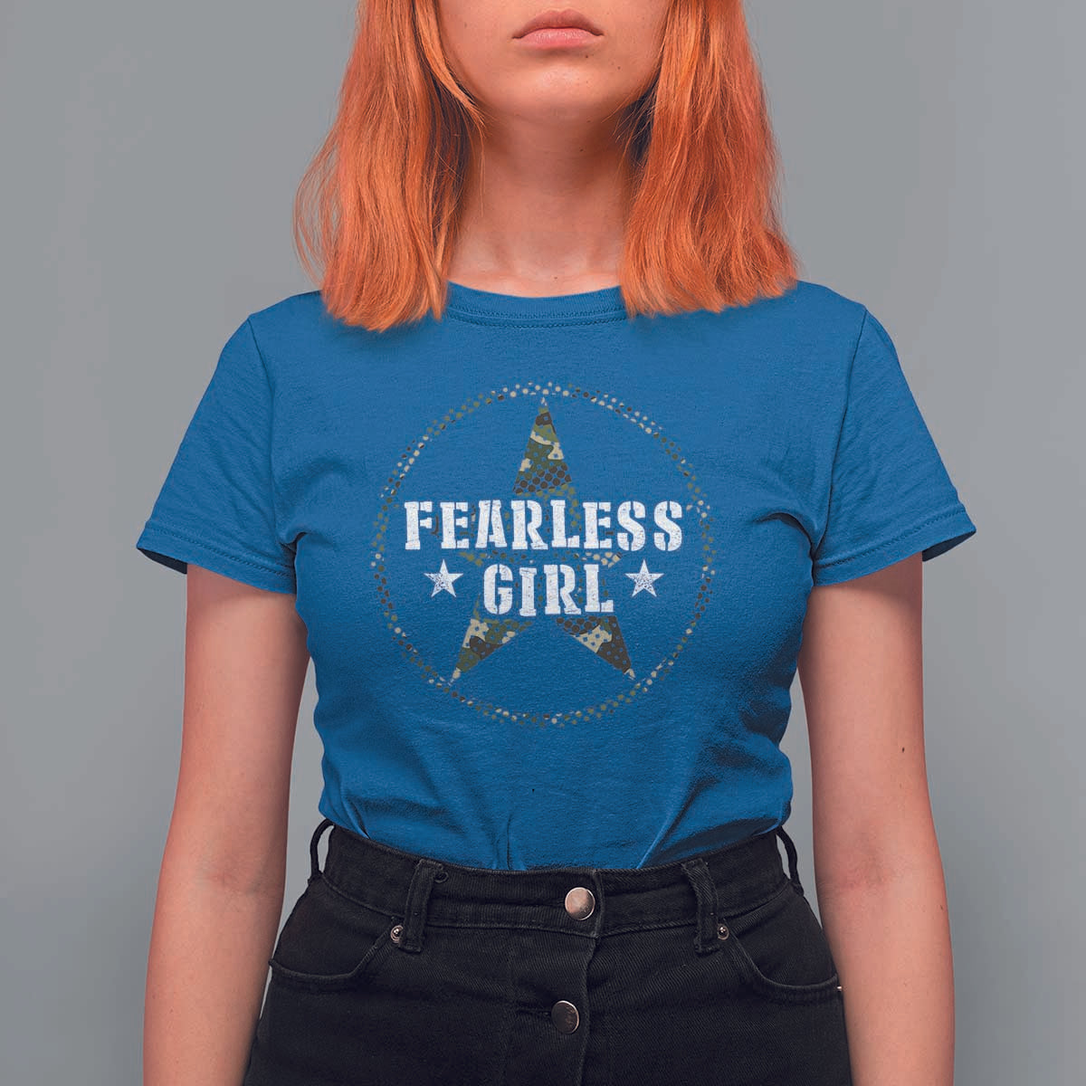 Fearless Girl Camouflage T Shirt For Women - Wonder Print Shop
