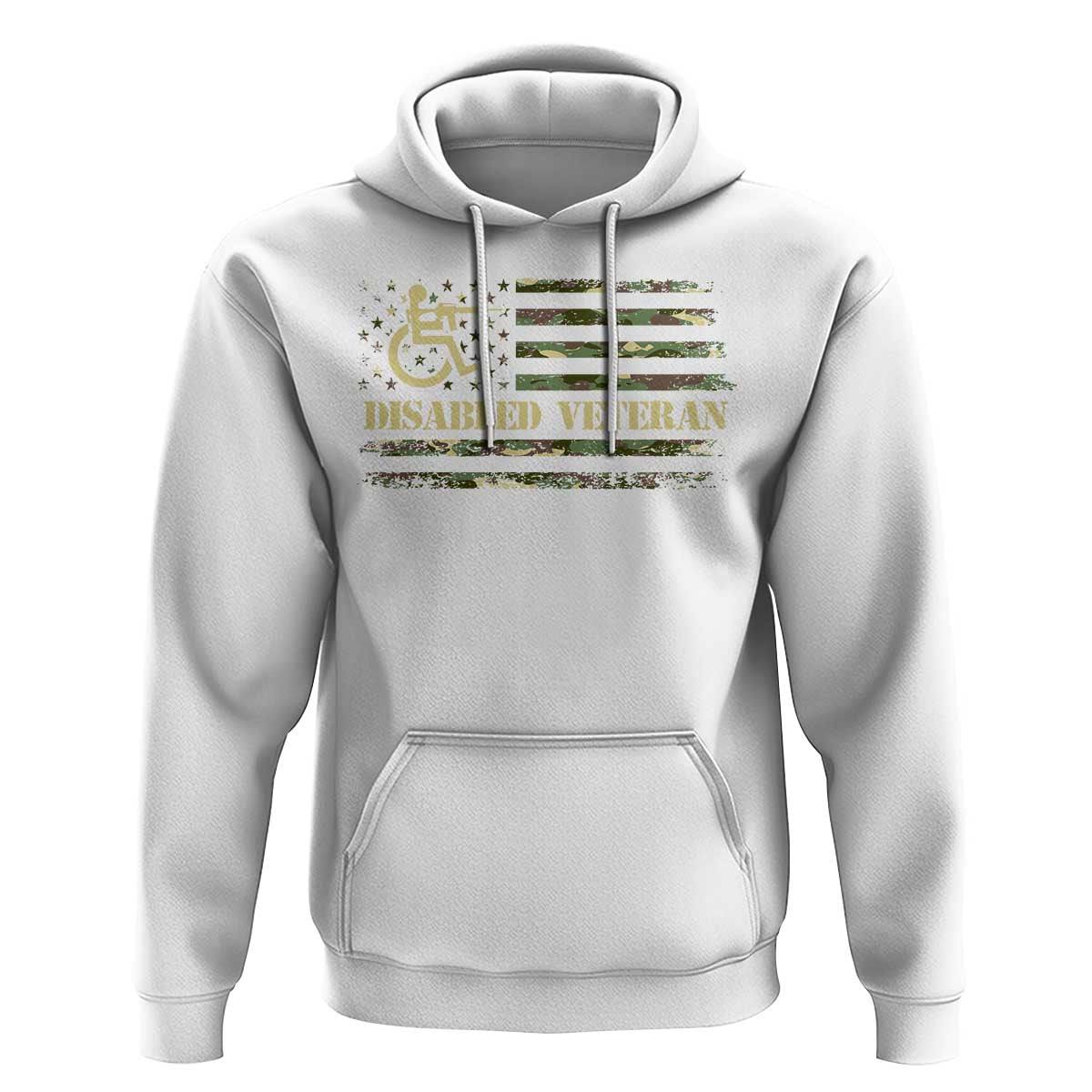 Disabled Veteran Hoodie Camouflage American Flag Patriotic Veterans Day