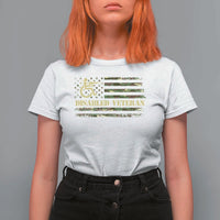 Disabled Veteran T Shirt For Women Camouflage American Flag Patriotic Veterans Day - Wonder Print Shop
