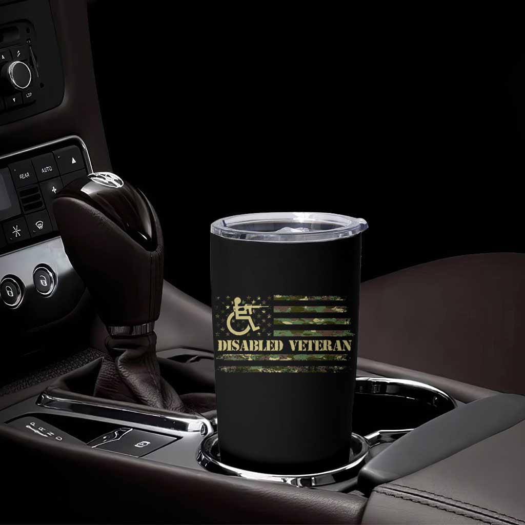 Disabled Veteran Tumbler Cup Camouflage American Flag Patriotic Veterans Day