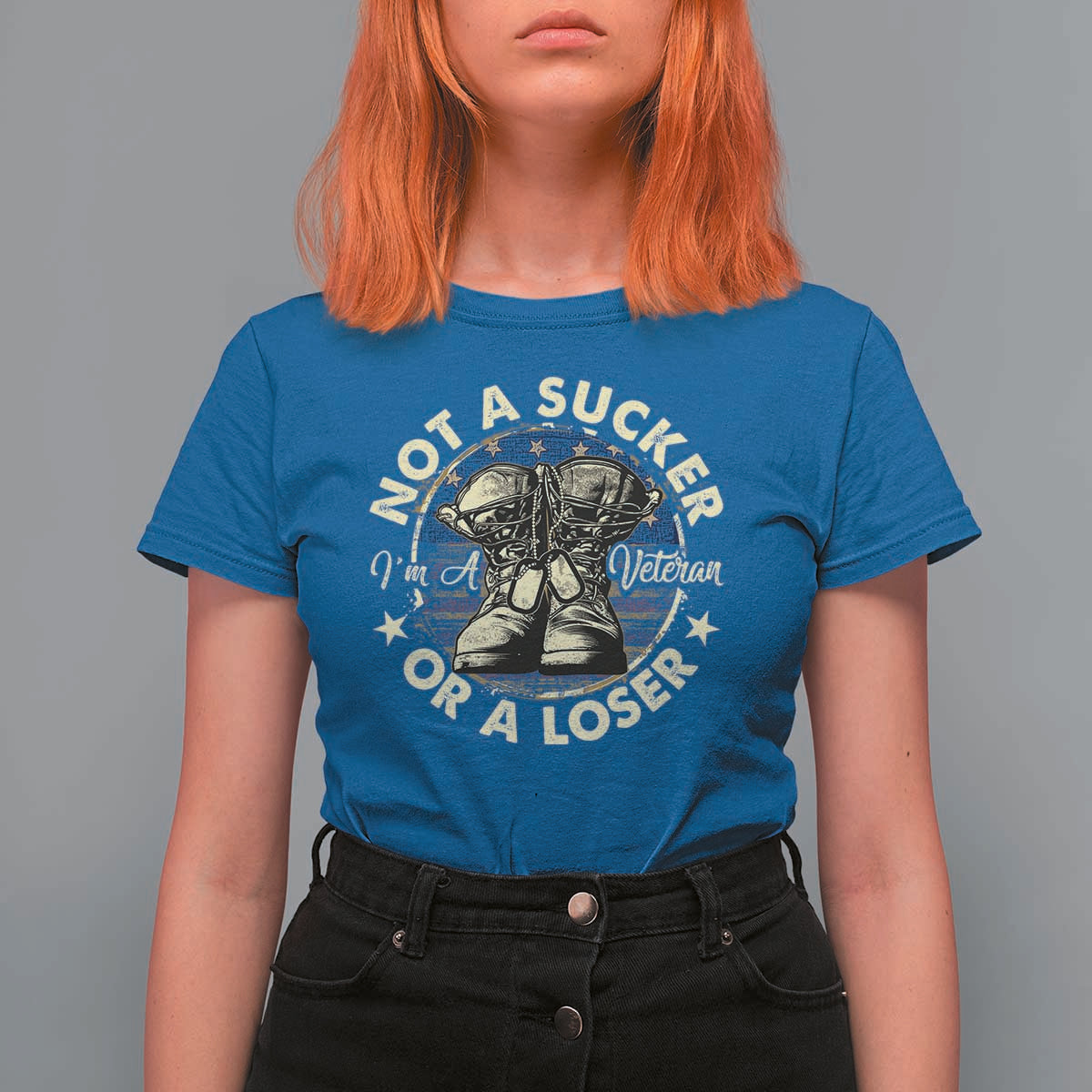 Not A Sucker Or A Loser T Shirt For Women Veterans Day Patriotic American Flag - Wonder Print Shop