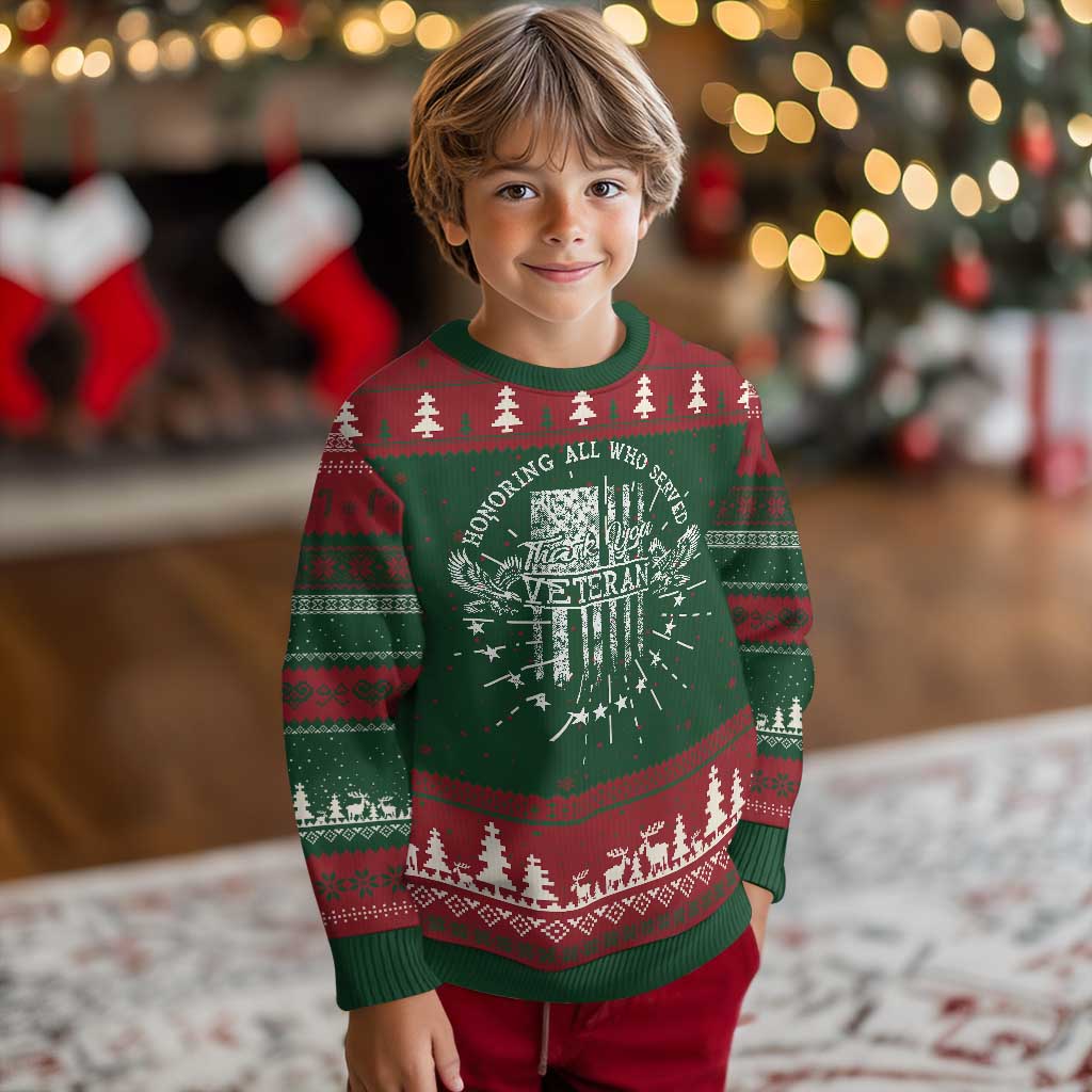 Veterans Day Ugly Christmas Sweater Honoring All Who Served Thank You - Wonder Print Shop