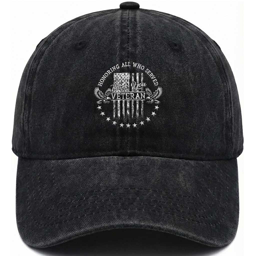 Veterans Day Washed Cotton Baseball Cap Honoring All Who Served Thank You