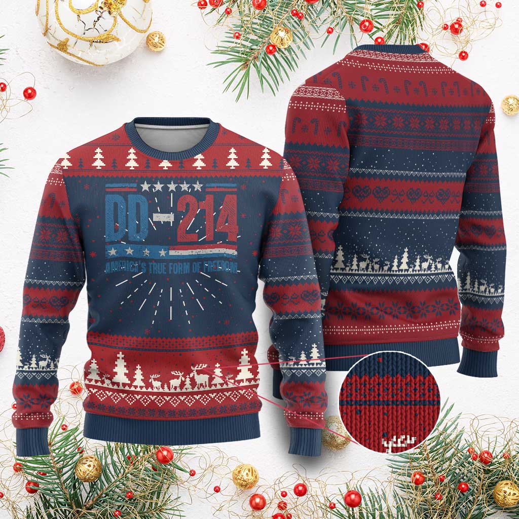 DD-214 Veteran Ugly Christmas Sweater America's True Form Of Freedom - Wonder Print Shop