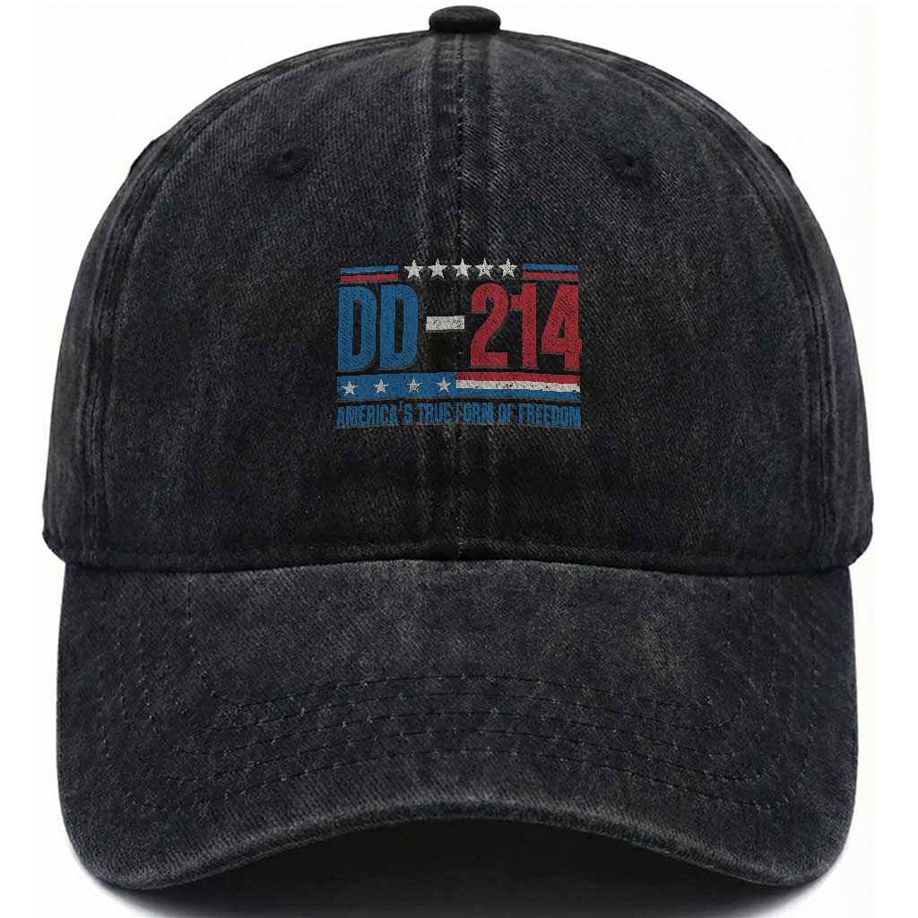 DD-214 Veteran Washed Cotton Baseball Cap America's True Form Of Freedom